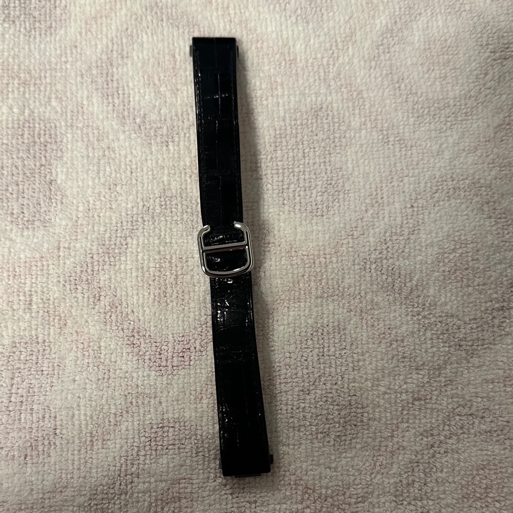 Cartier Black Alligator Watch Strap with Silver Buckle